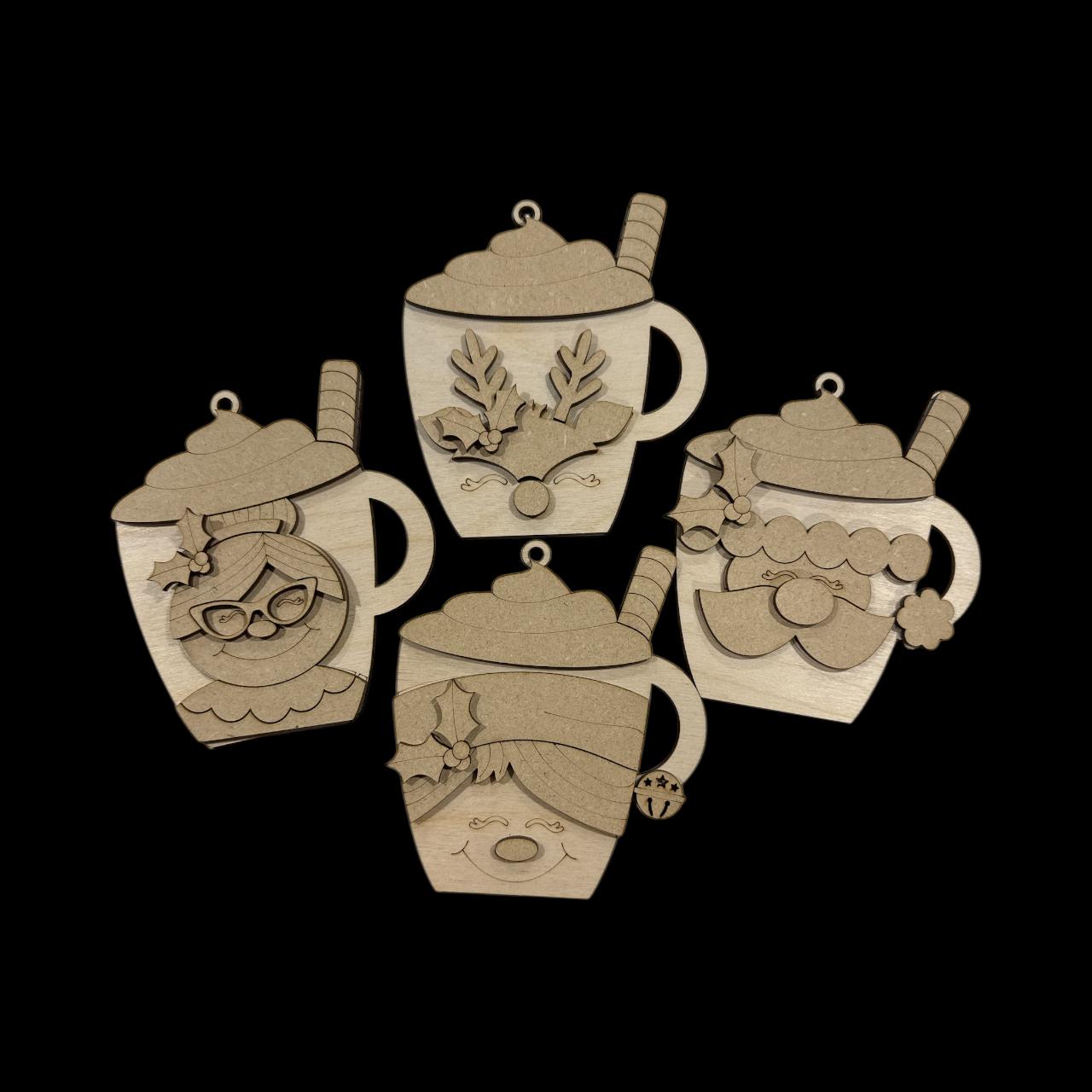 DIY North Pole Cocoa Mugs, Unfinished Santa and Friends