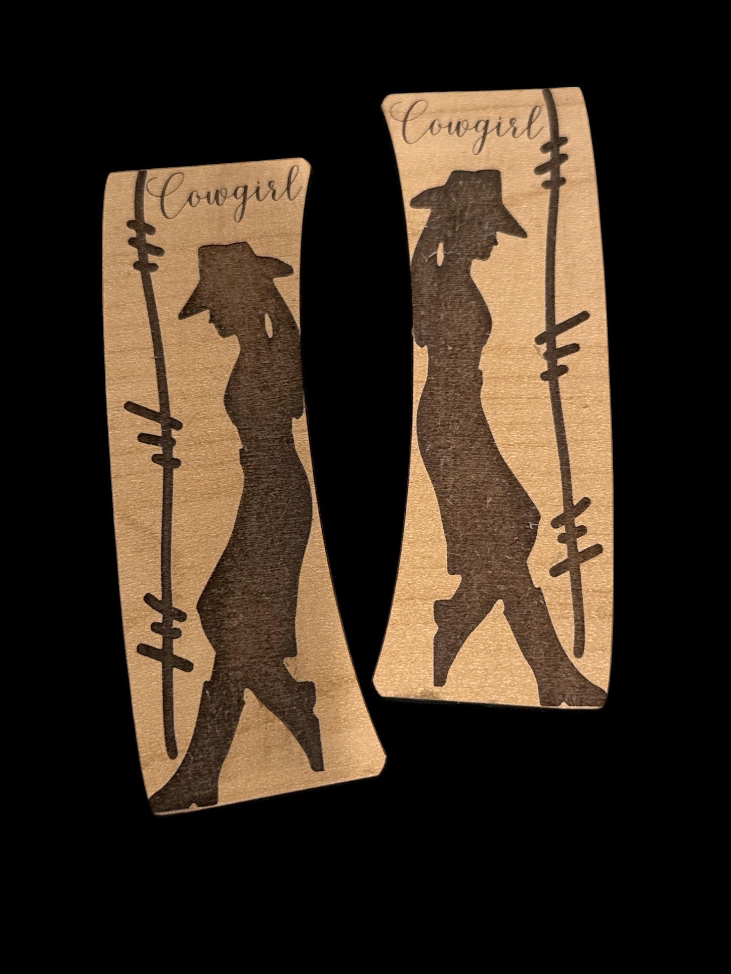 DIY Cowgirl Clip Laser Blank Hair Clip Pieces, Cowboy Wooden Blank Clip, Wood is Ready to Paint, Laser Cut, Claw Clip, Cowboy silhouette