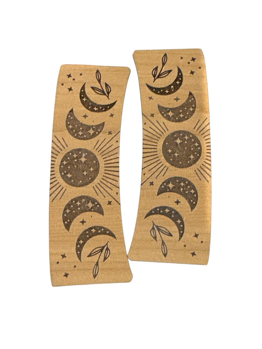 DIY Moon Phases Clip Laser Blank Hair Clip Pieces, Moon Shapes Wooden Blank Clip, Wood is Ready to Paint, Laser Cut , Claw Clip. 2" and 4"