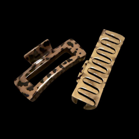Rectangle Claw Clip, Claw Clips 4", Cheetah Leopard Print, Brown Claw Clip