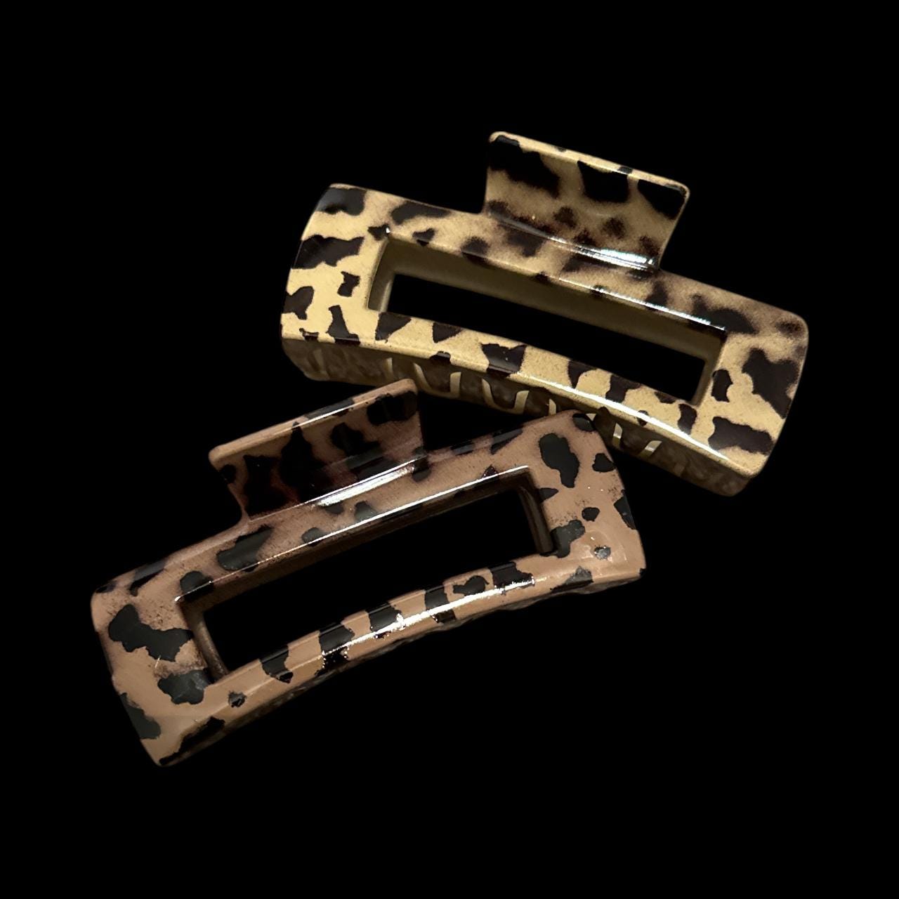 Rectangle Claw Clip, Claw Clips 4", Cheetah Leopard Print, Brown Claw Clip