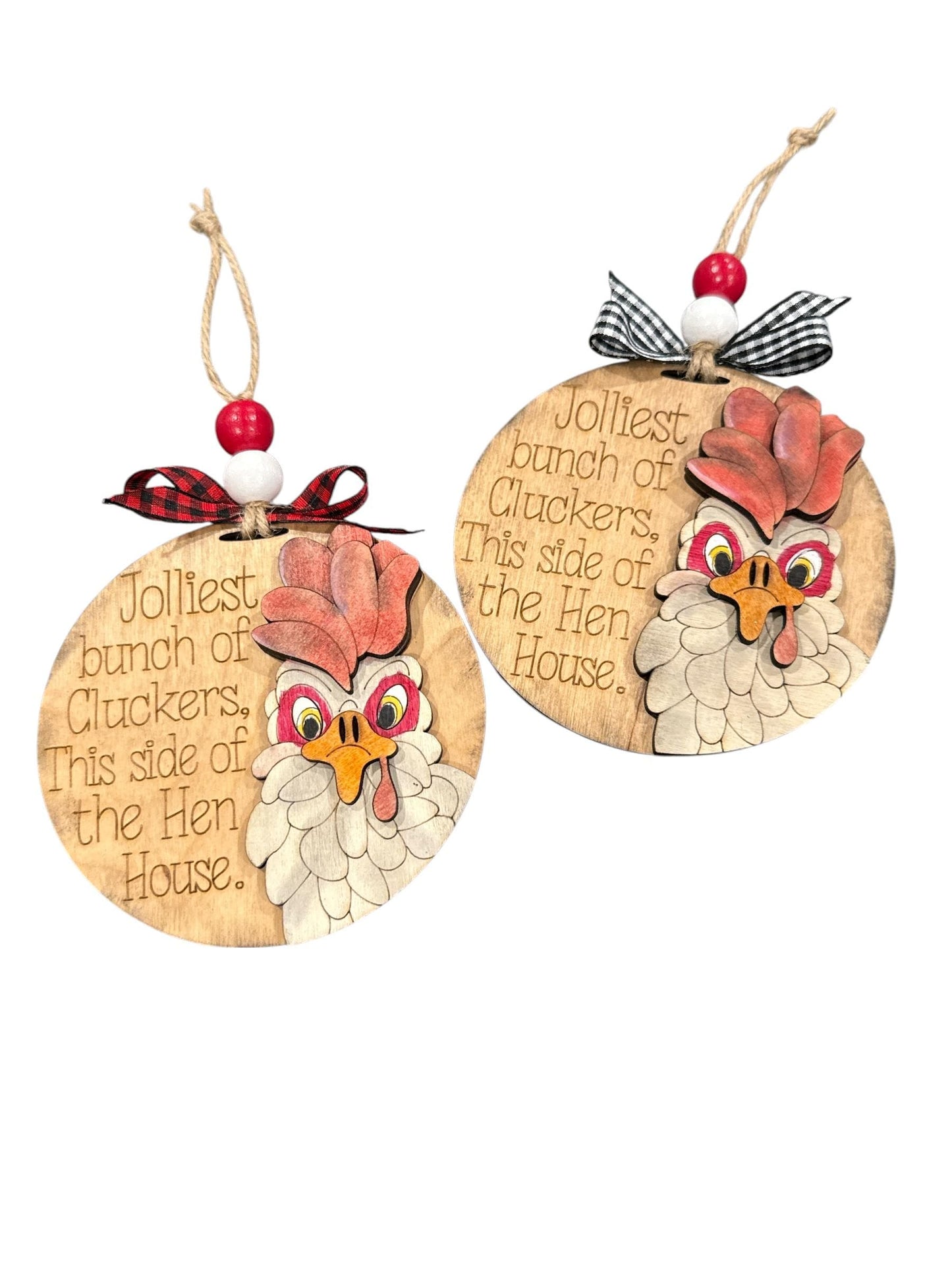 Jolliest Bunch of Cluckers, 4” Farmhouse Christmas Ornament, Funny Chicken Ornament, Handmade Christmas Ornament, Gift Giving