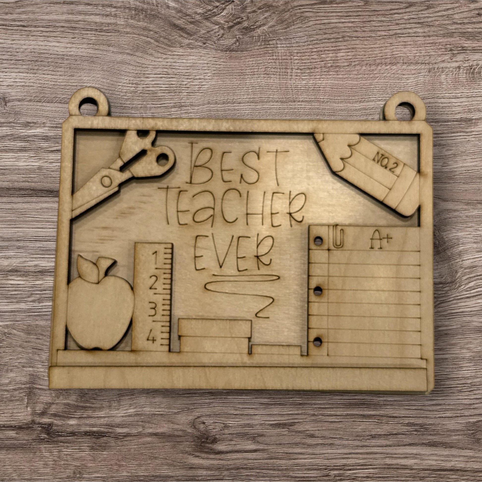 DIY Best Teacher Ever Ornament, Teacher Notepad Ornament Unfinished, Wooden Ornaments, Unfinished, Teacher Ornament, Ornament DIY