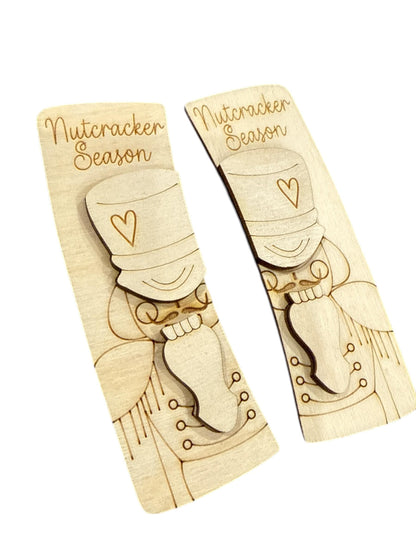 Nutcracker DIY Wood Laser Blank Hair Clip Pieces, Unfinished Hair Clip, Wood is Ready to Paint, Laser Cut Christmas DIY Wooden Clip