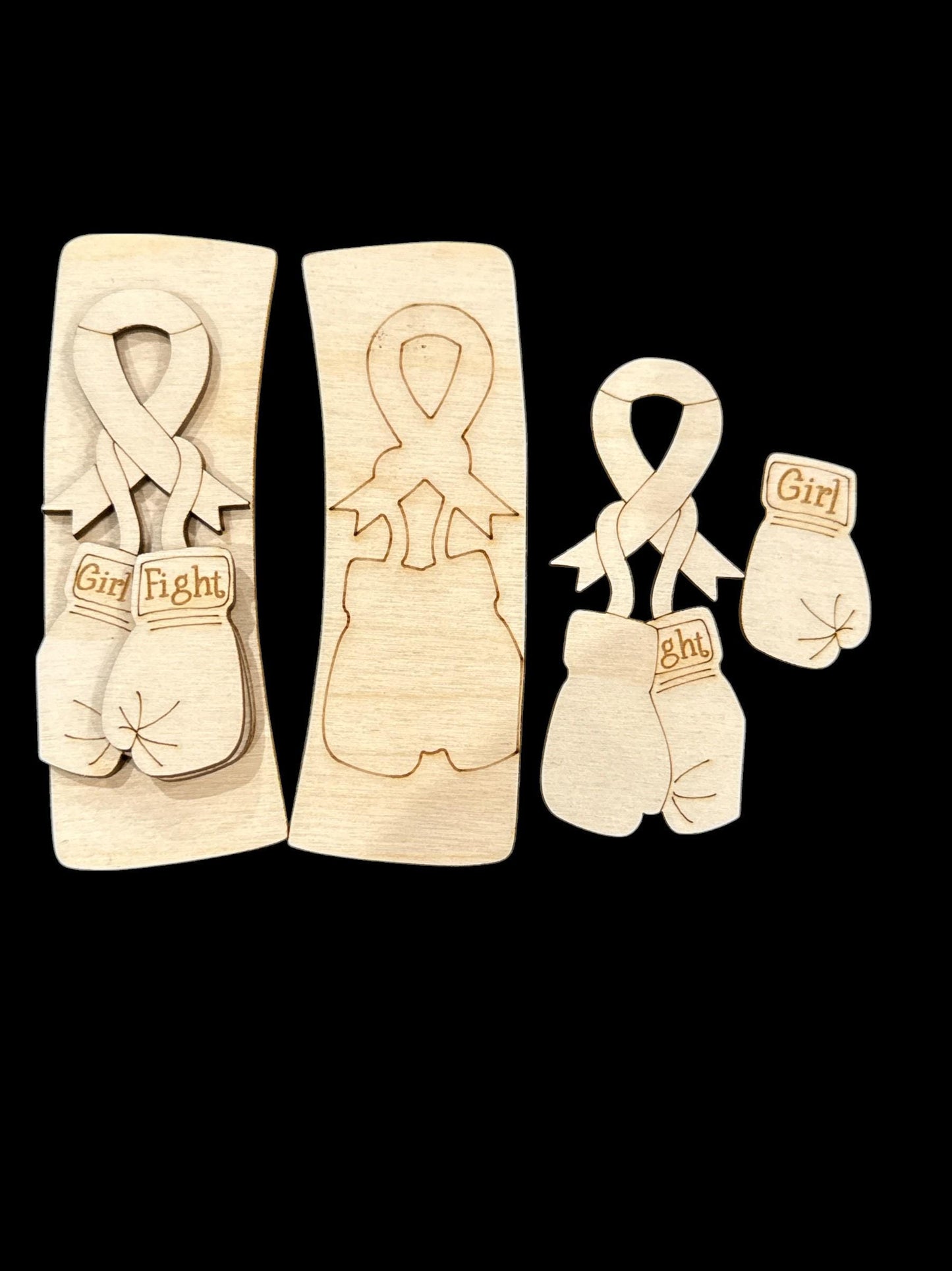Cancer Girl Fight DIY Wood Laser Blank Hair Clip Pieces, Unfinished Hair Clip, Wood is Ready to Paint, Survivor Cancer DIY, Boxing Gloves