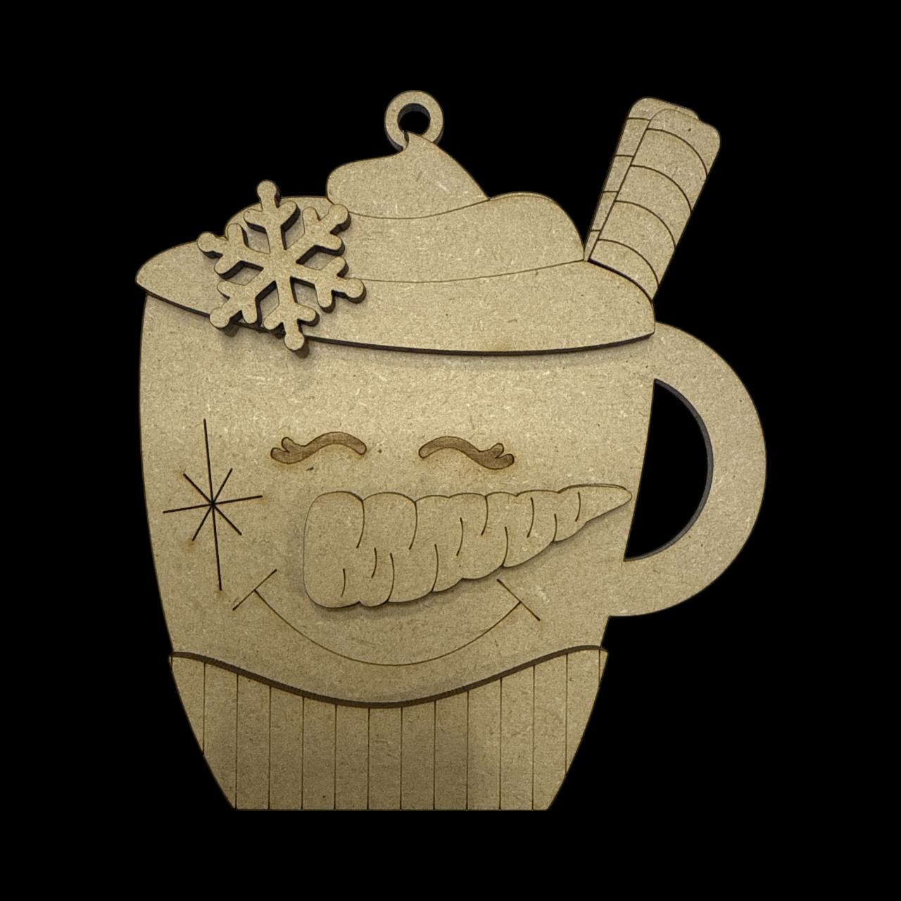 Holiday Cocoa Mugs Unfinished, Christmas Gift Card Holder, DIY Christmas Snowman Mug Ornaments, Reindeer, Penguin, Gift Card Holder