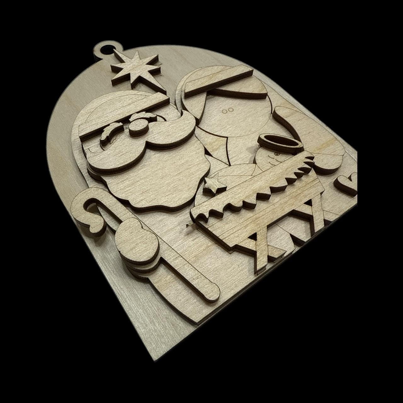 Christmas Nativity Arch Ornament, Nativity Ornament Oh Holy Night, DIY Unfinished, Unfinished Ornament Nativity, Wooden Laser Cut