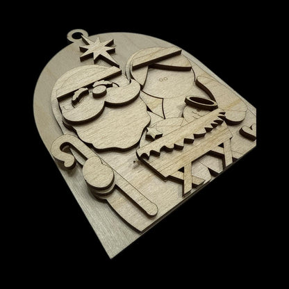 Christmas Nativity Arch Ornament, Nativity Ornament Oh Holy Night, DIY Unfinished, Unfinished Ornament Nativity, Wooden Laser Cut