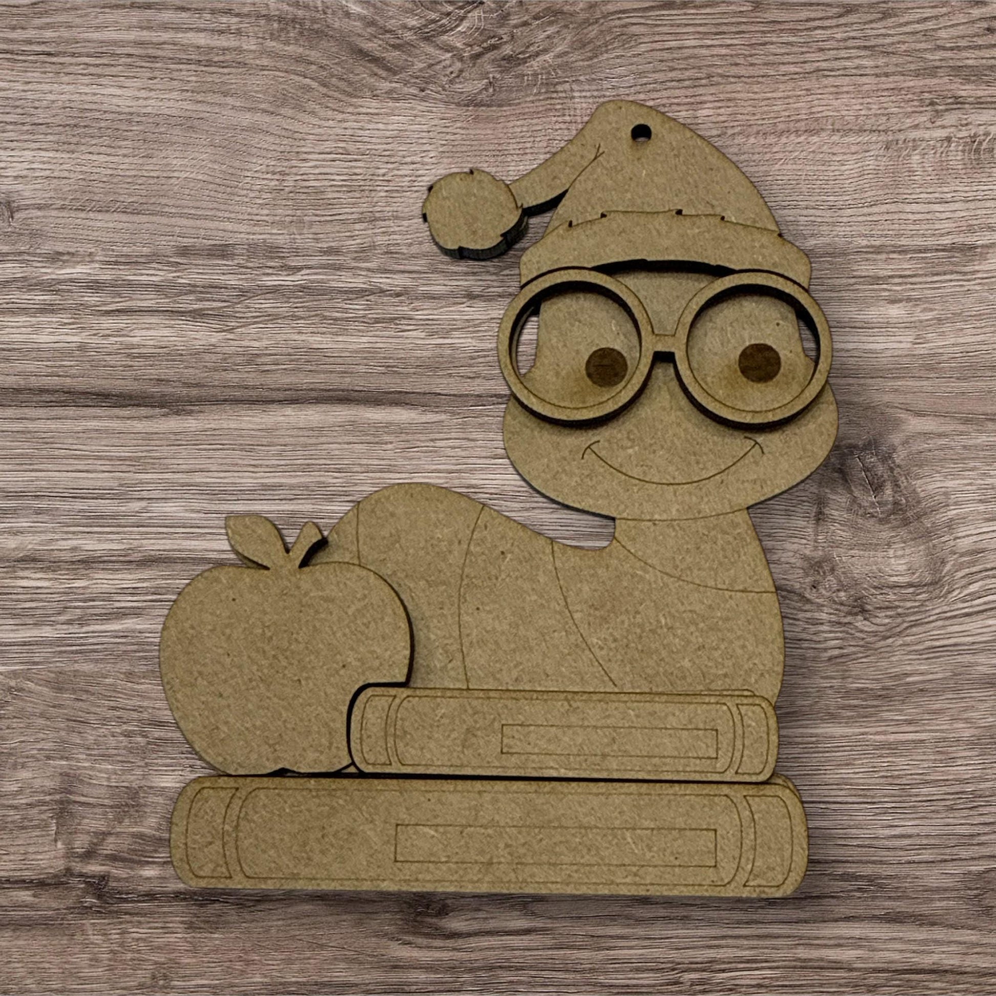 Bookworm Apple Ornament, Apple Bookworm for Teacher Ornament, DIY Christmas, Personalized Ornament, Kids, Teachers