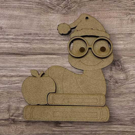 Bookworm Apple Ornament, Apple Bookworm for Teacher Ornament, DIY Christmas, Personalized Ornament, Kids, Teachers