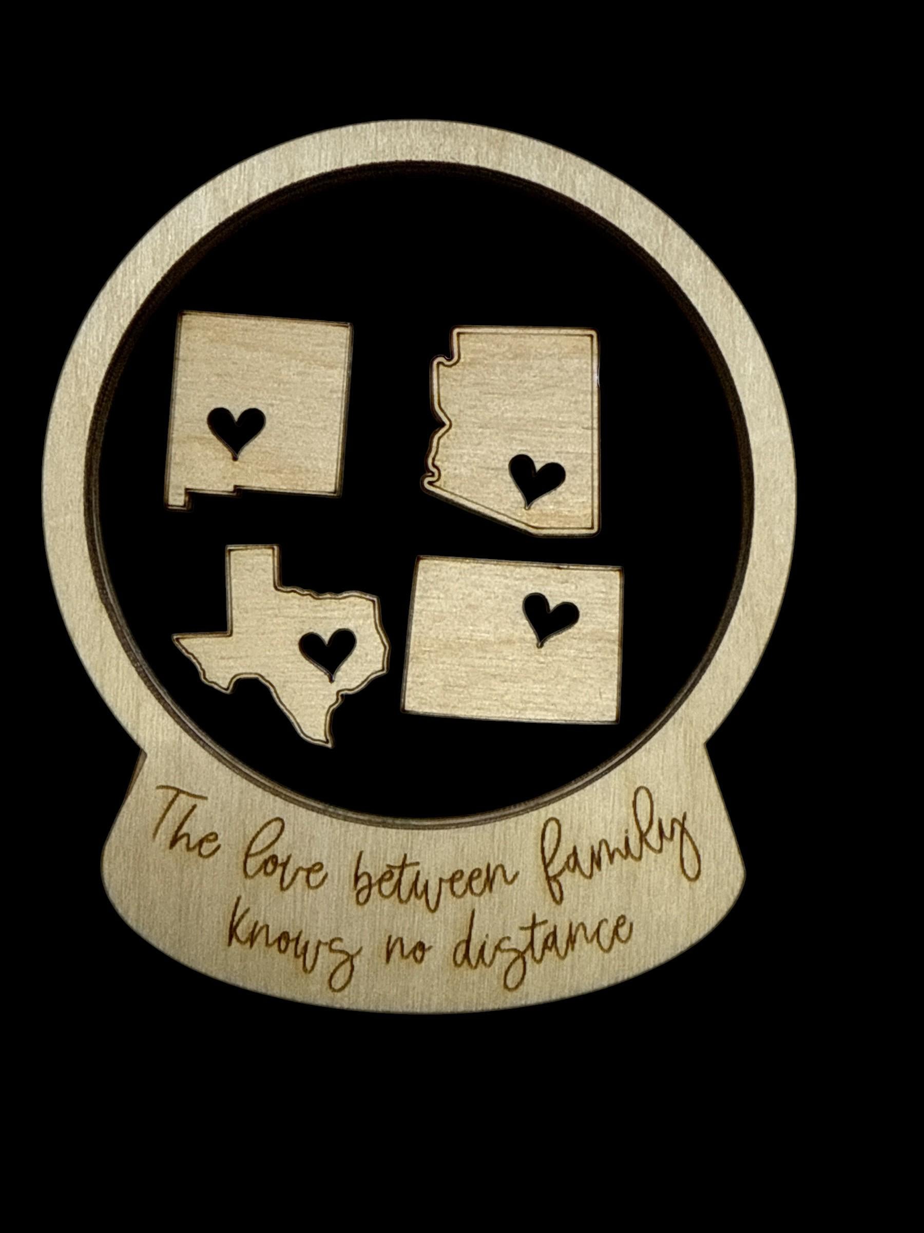 DIY Family States Shaker Ornament: Unfinished Acrylic & Wood, Customize, Layered Ornament, Acrylic Ornament, The Love Between Family