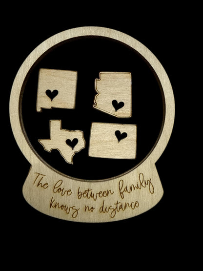DIY Family States Shaker Ornament: Unfinished Acrylic & Wood, Customize, Layered Ornament, Acrylic Ornament, The Love Between Family