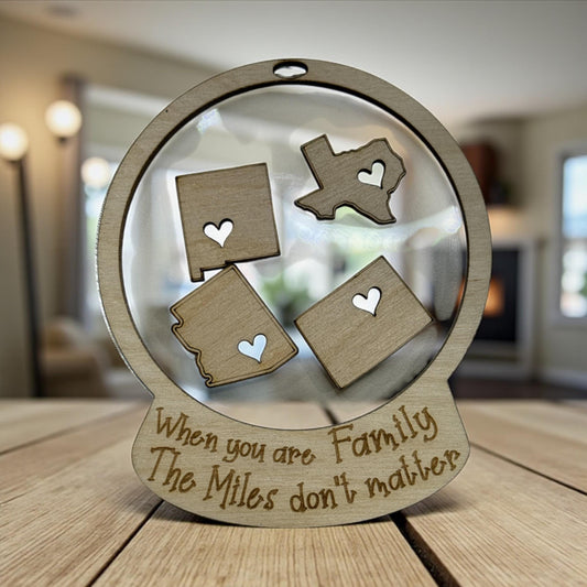 DIY Family States Shaker Ornament: Unfinished Acrylic & Wood, Customize, Layered Ornament, Acrylic Ornament, The Love Between Family