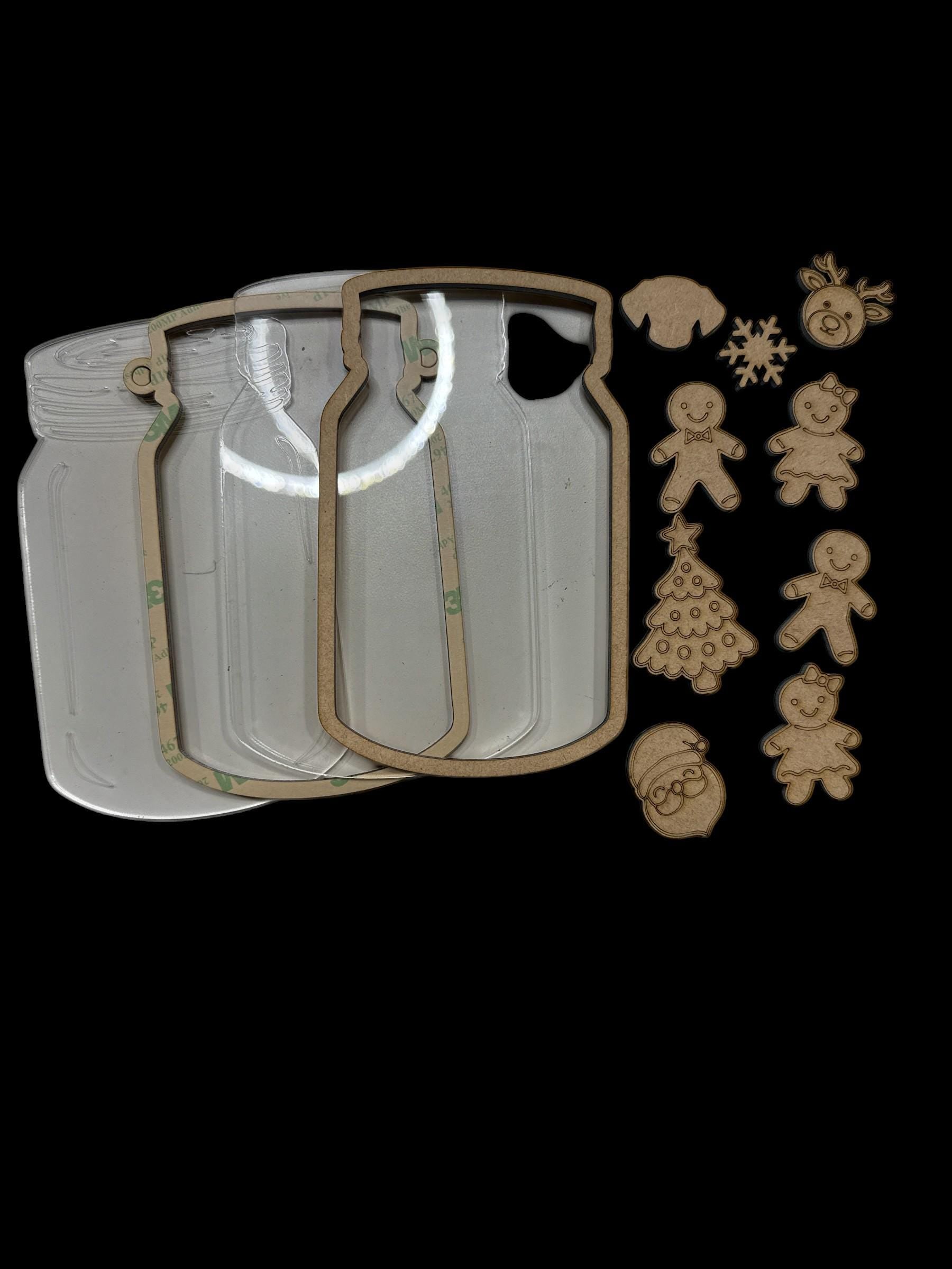 DIY Gingerbread Shaker Ornament: Unfinished Acrylic & Wood, Customize, Layered Ornament, Acrylic Ornament, Gingerbread Family, Christmas