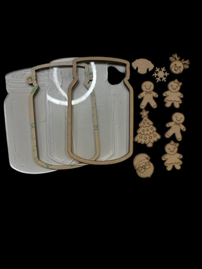DIY Gingerbread Shaker Ornament: Unfinished Acrylic & Wood, Customize, Layered Ornament, Acrylic Ornament, Gingerbread Family, Christmas
