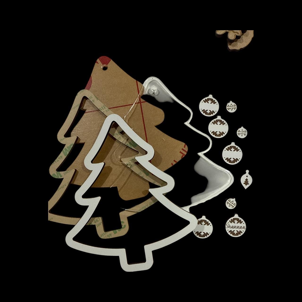 DIY Tree Shaker Ornament: Unfinished Acrylic & Wood, Customize, Layered Ornament, Acrylic Ornament, Snowflake Family, Christmas, Whimsical