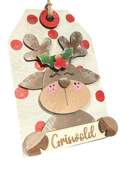 Personalizable Reindeer Christmas Ornament, Reindeer, Personalized Reindeer, Christmas Ornaments, Holiday Tree Decorations, Gift Giving