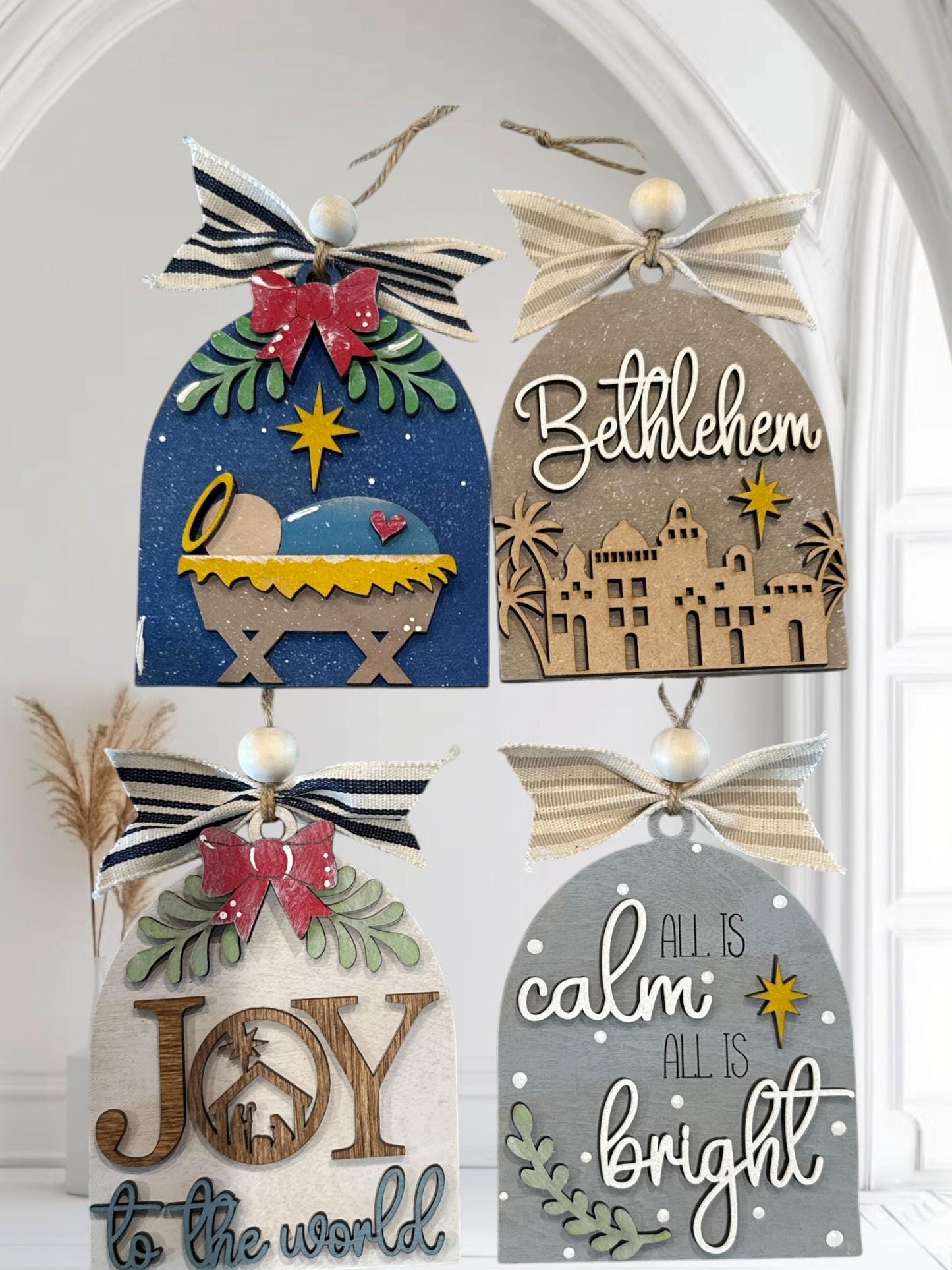 Nativity Arch Ornament, Christian Holiday Decor, Jesus, Religious Christmas Ornament, Faith, Joy to the world