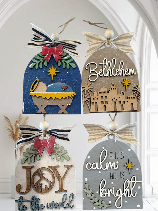 Nativity Arch Ornament, Christian Holiday Decor, Jesus, Religious Christmas Ornament, Faith, Joy to the world