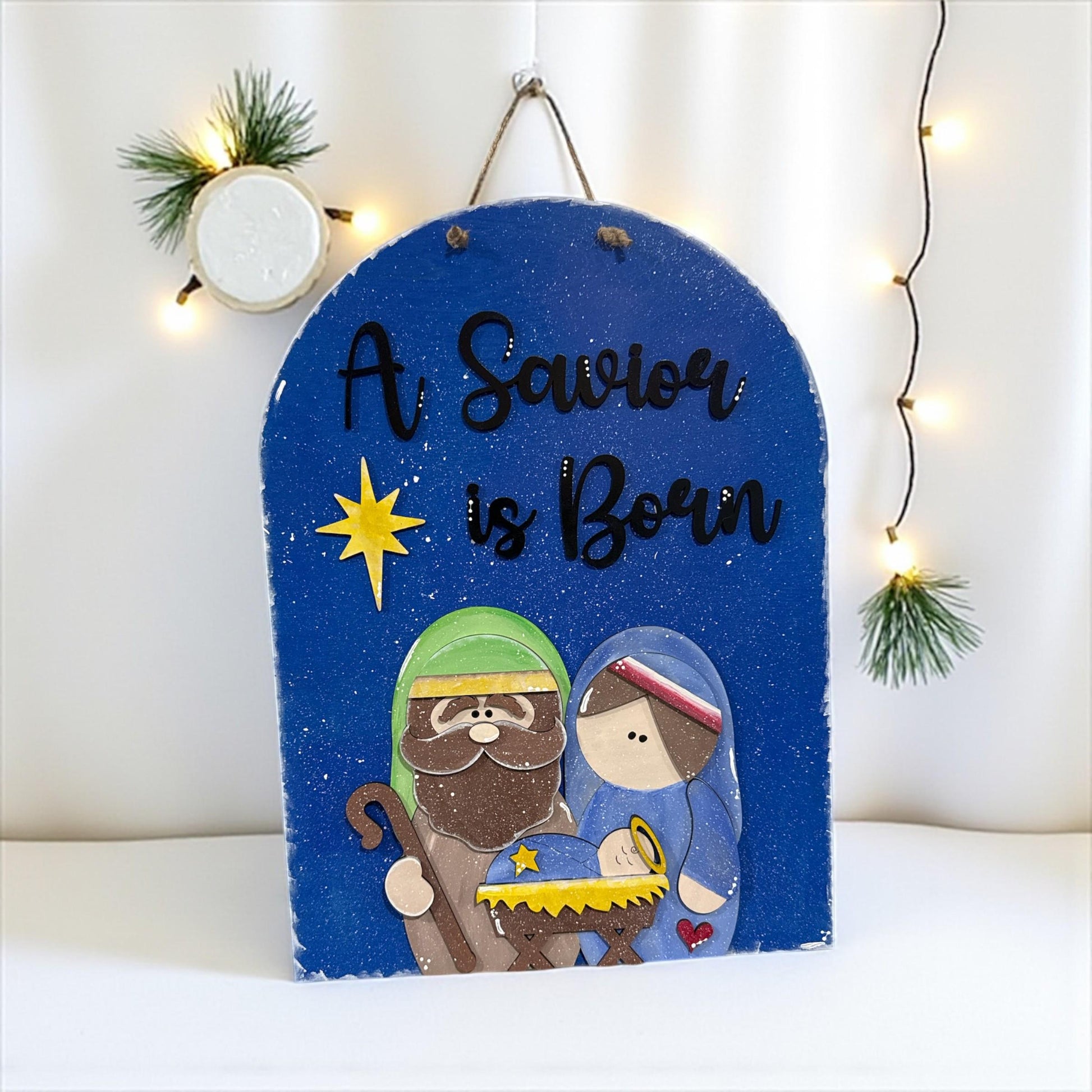 A Savior is born Door Hanger, Door Hanger, Nativity Door Hanger, Christmas Door Hanger, Faith Based Door Hanger