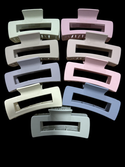 4" Rectangle Claw Clip Bundle, Pastel Hair Accessories (Set of 10)