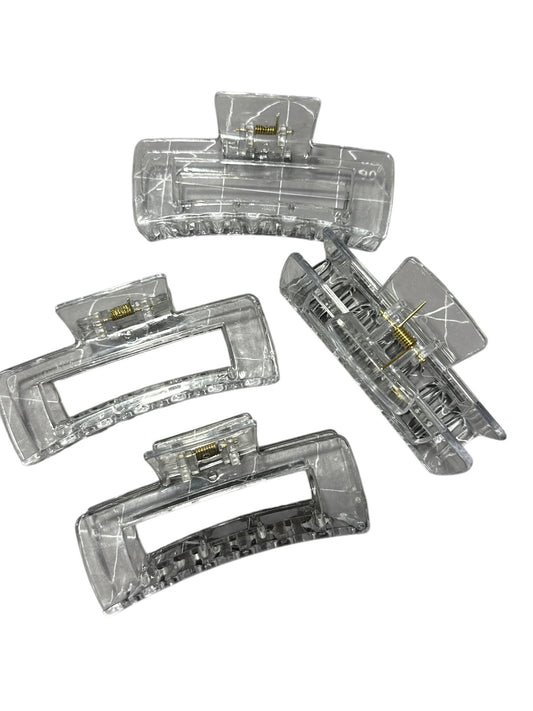 Clear, clear yellow, cream, Rectangle Claw Clip, Claw Clips 4", Colors, Clear 12 pack