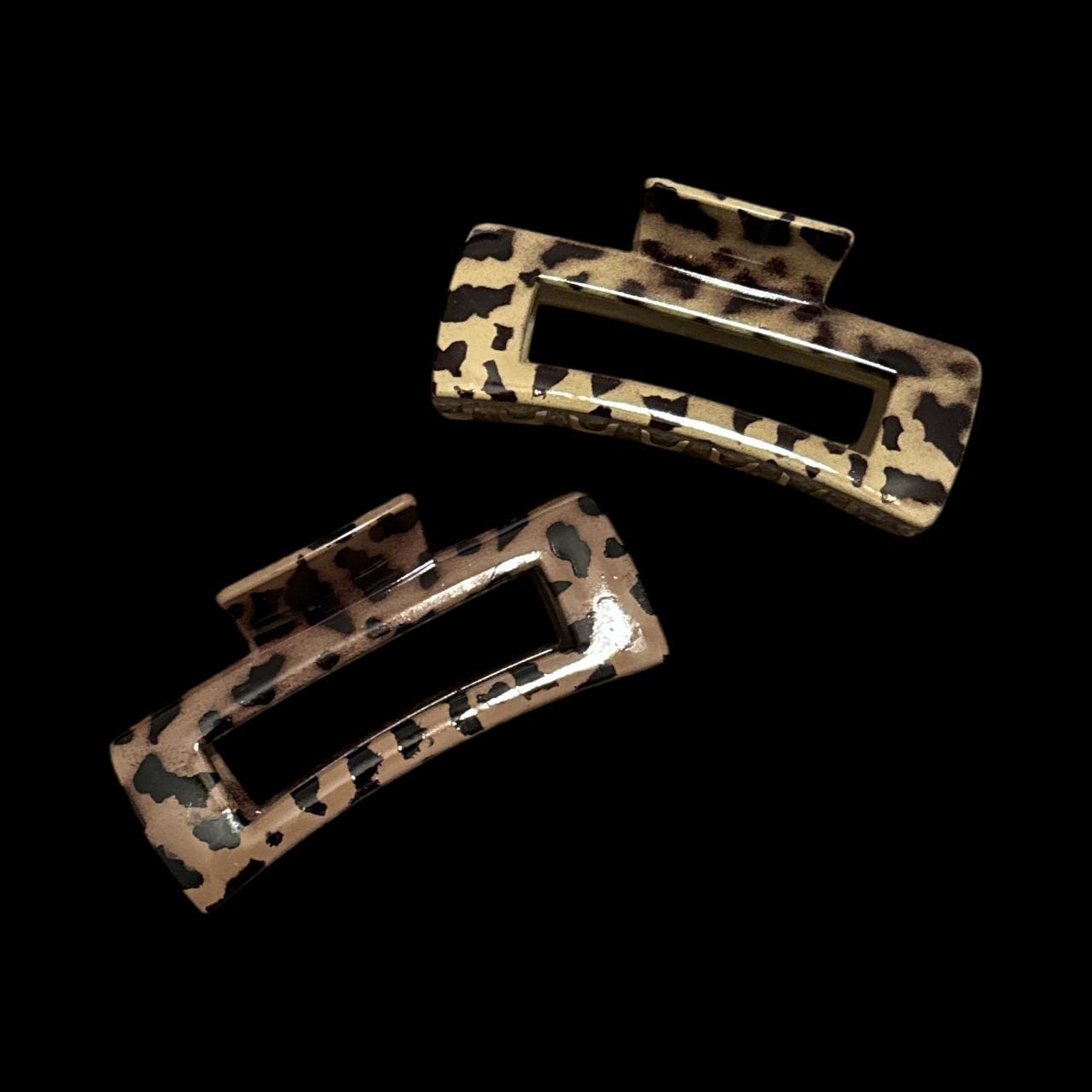 Rectangle Claw Clip, Claw Clips 4", Cheetah Leopard Print, Brown Claw Clip