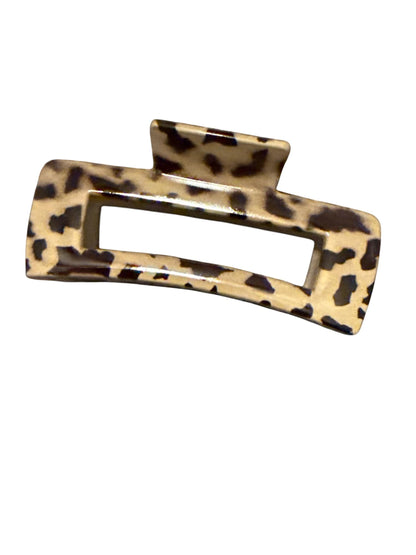 Rectangle Claw Clip, Claw Clips 4", Cheetah Leopard Print, Brown Claw Clip