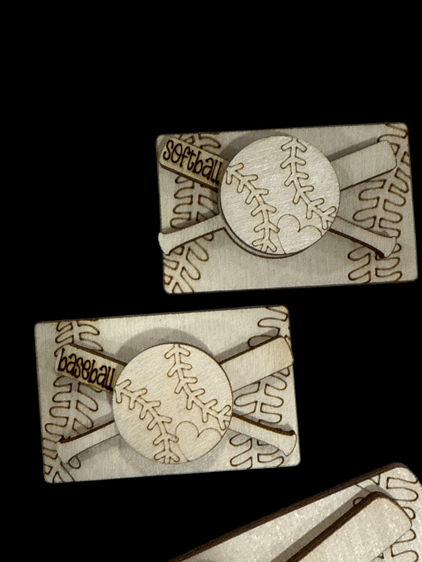 Baseball and Softball Unfinished DIY Baseball Hair Clip, Unfinished Wood Laser Cut Blank, Sports Hair Clip, 2" or 4"