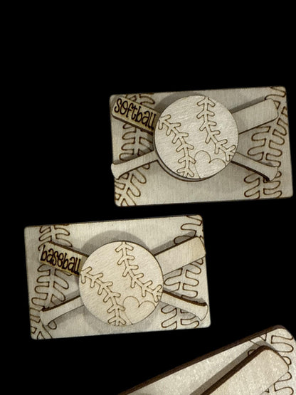 Baseball and Softball Unfinished DIY Baseball Hair Clip, Unfinished Wood Laser Cut Blank, Sports Hair Clip, 2" or 4"