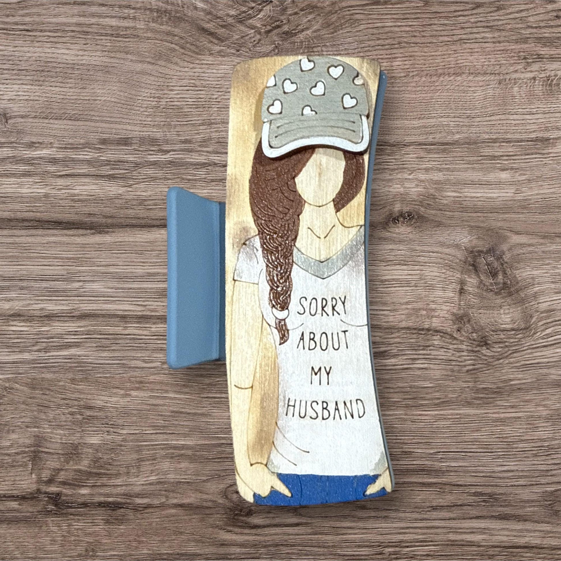 4" Mom Claw Clip, Dog Mom Claw Clip, Hand-painted claw clip, Sorry About my husband, Wifey Claw Clip, Cat Mom Claw Clip