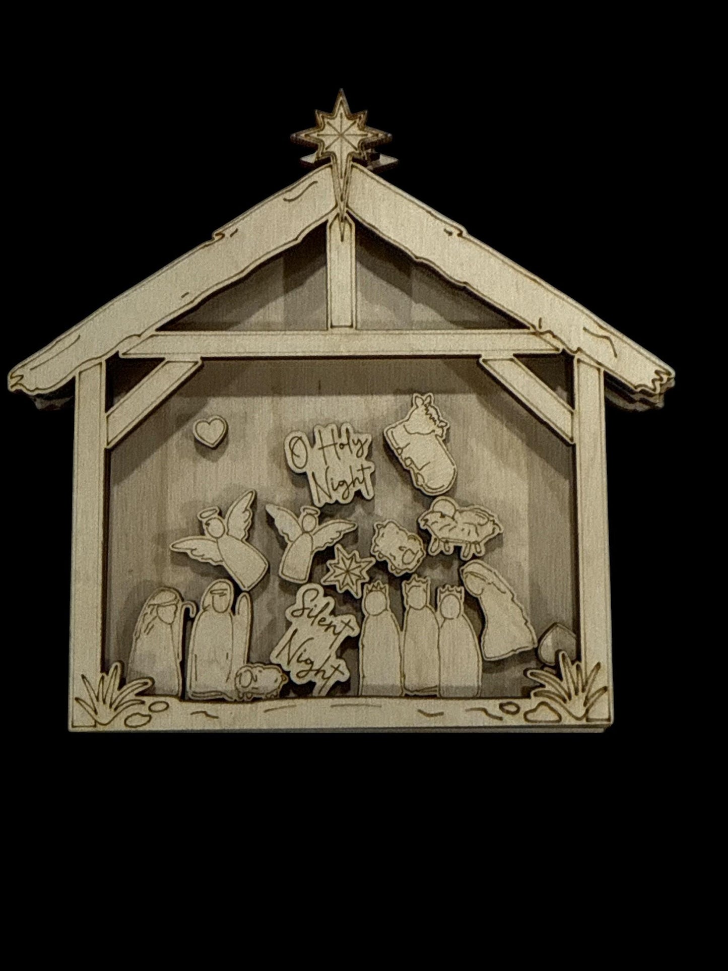 Nativity DIY Shaker Ornament: Unfinished Acrylic & Wood, Customize, Layered Ornament, Acrylic Ornament, Nativity Christmas, Religous Shaker