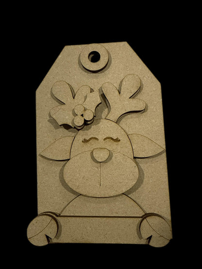 DIY Reindeer Ornaments Unfinished Wood, DIY Christmas Craft, Reindeer Holiday Decor, Reindeer Scarf, Reindeer Brick Ornament, Unfinished