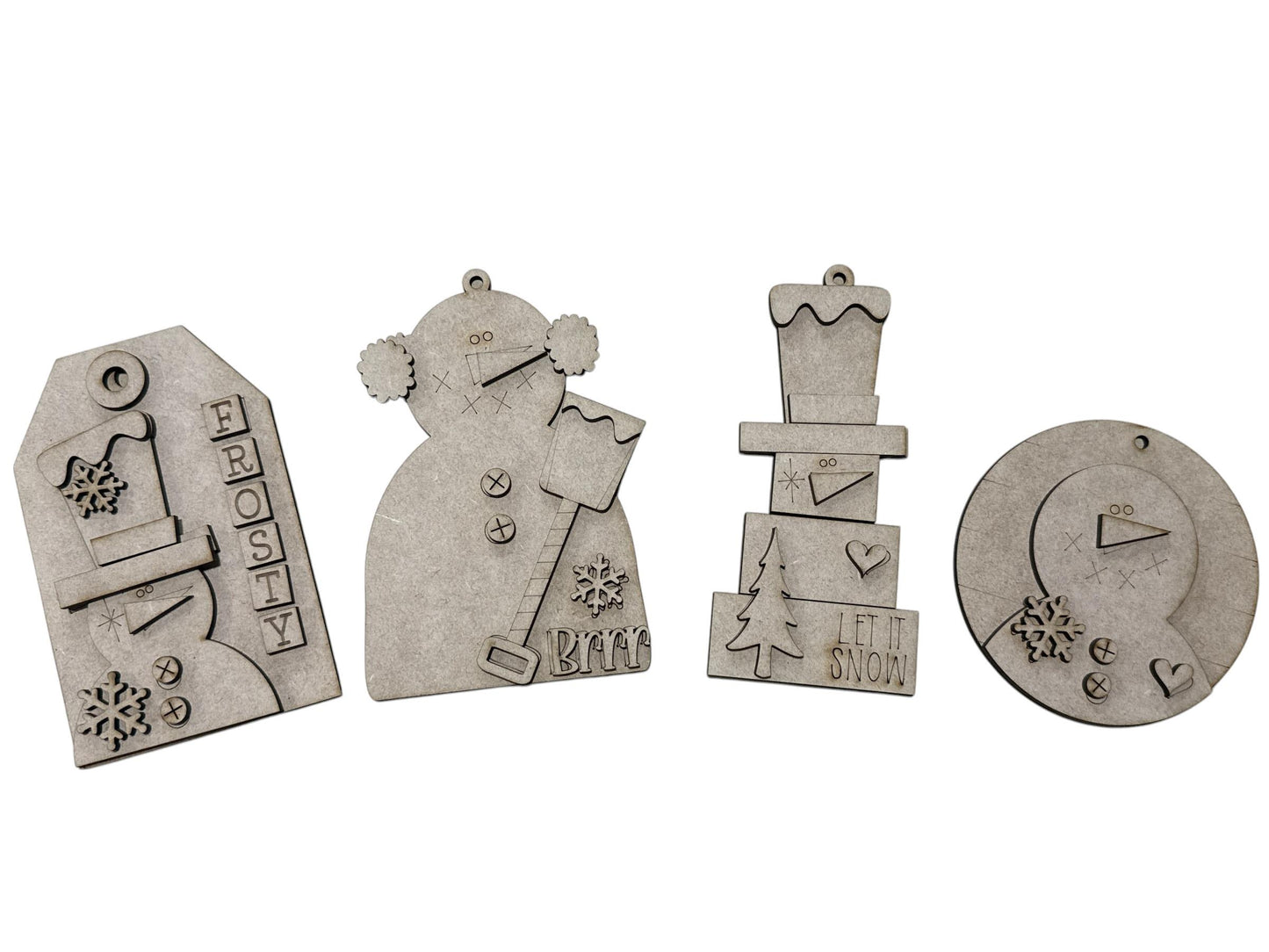 Let It Snow DIY Snowman Ornaments, Unfinished Wood Christmas Craft, Snowman Ornaments, DIY paint your own snowman, Unfinished wooden