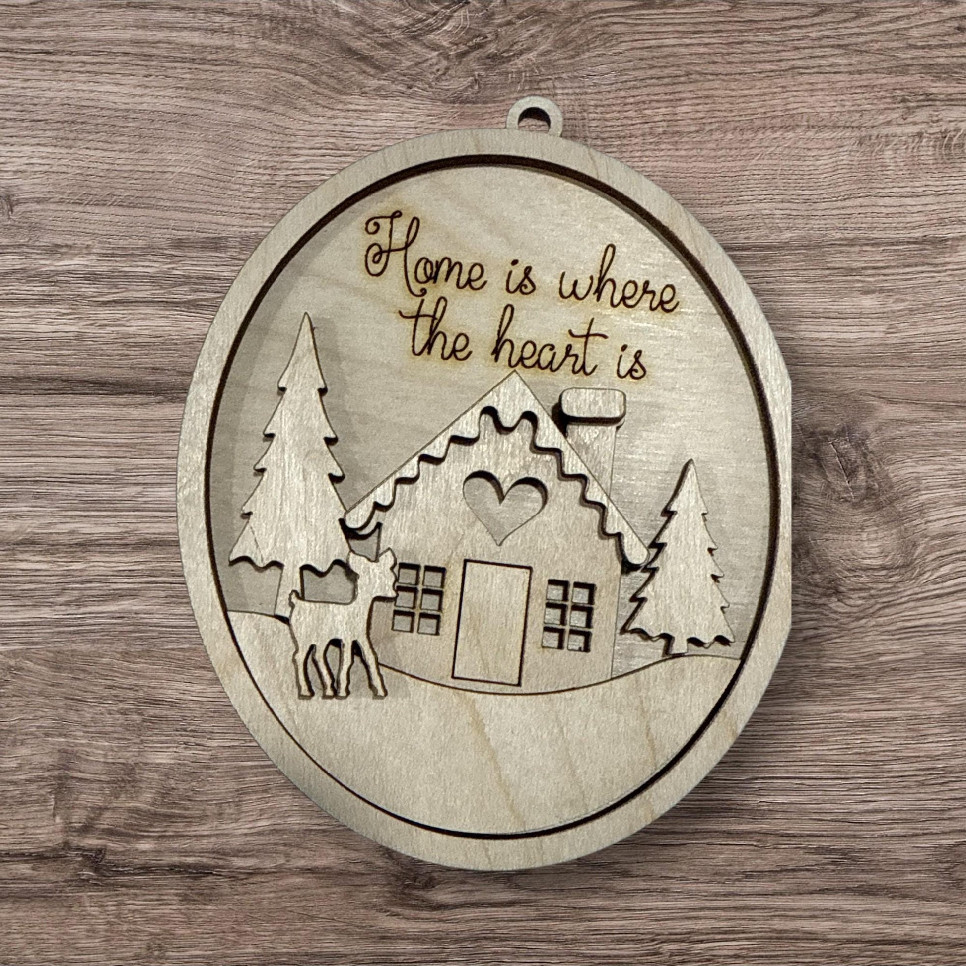 DIY Home is where the heart is, Reindeer DIY Ornaments, Unfinished Wood Christmas Craft, Reindeer and Trees, Paint your own Ornament