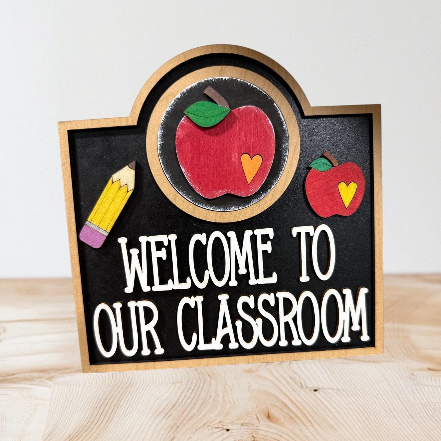 Welcome to our Classroom Frame, 3" Round Inserts Frame, Seasonal Interchangeable, Back to School Gifts, Teacher Gift, Desk Organizer