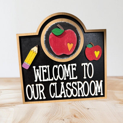 Welcome to our Classroom Frame, 3" Round Inserts Frame, Seasonal Interchangeable, Back to School Gifts, Teacher Gift, Desk Organizer
