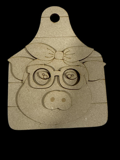 DIY Farm Friends on Cow Tags, Car Charms or Ornaments, Horse Cow Tag Charm, Pig Cow Tag Car Charm, Unfinished Wood Charm