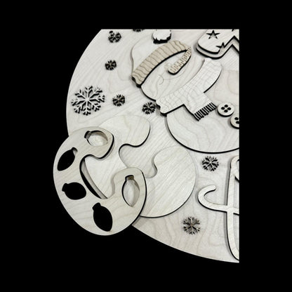 DIY Cozy Season Door Hanger, Winter Snowman, Cozy Winter Snowman Door Hanger, Snowflakes