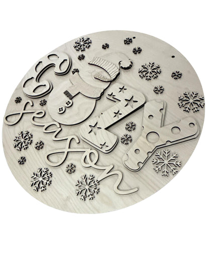 DIY Cozy Season Door Hanger, Winter Snowman, Cozy Winter Snowman Door Hanger, Snowflakes