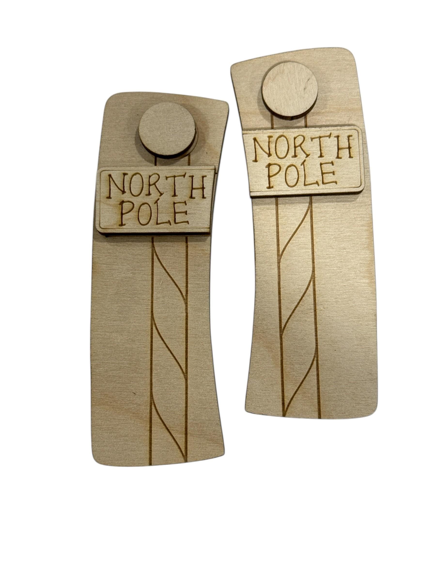 DIY North Pole Claw Clip, Christmas North Pole, Claw Clip Unfinished Wood Laser Cut Blank, 4" claw Clip, North Pole Claw clip unfinished