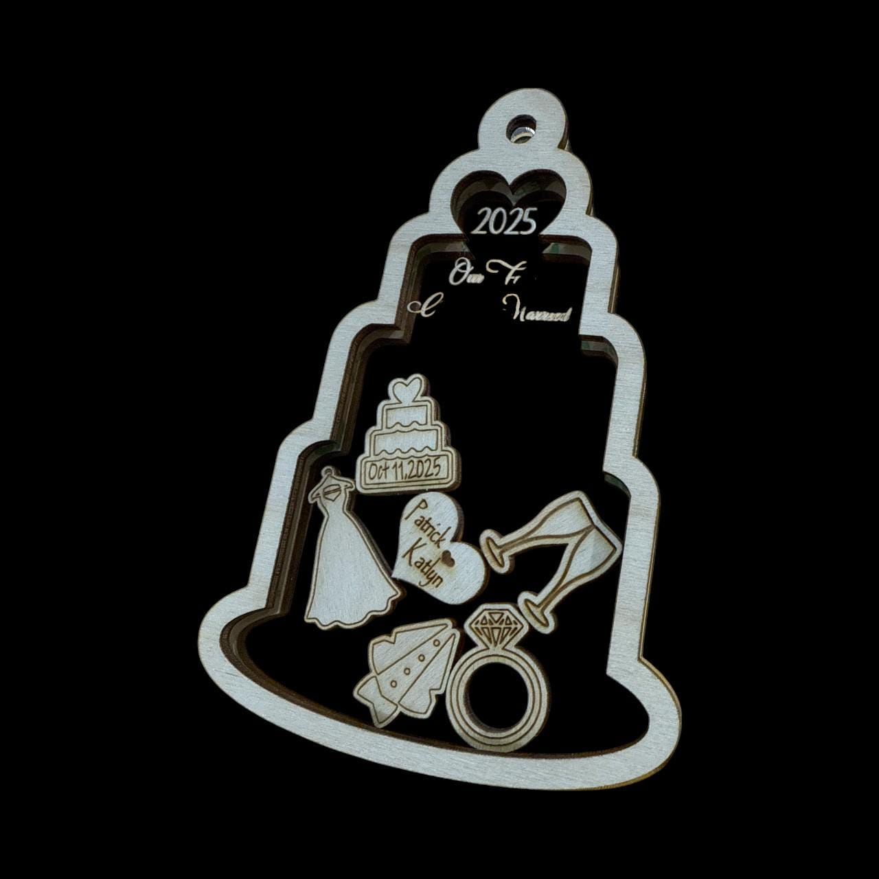 Wedding Shaker DIY Shaker Ornament:Unfinished Acrylic & Wood, Customize, Layered Ornament, Acrylic Shaker, Mr and Mrs. Shaker, 1st Christmas