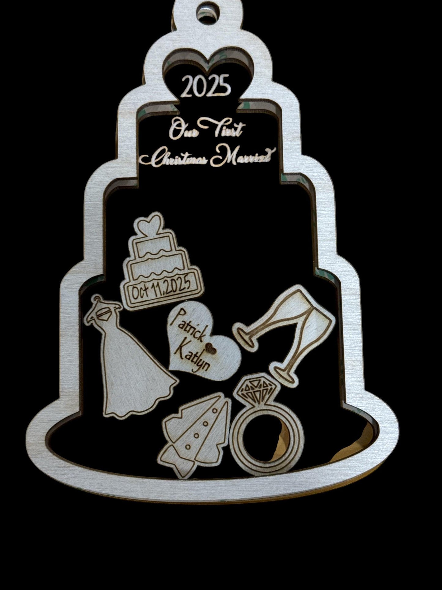 Wedding Shaker DIY Shaker Ornament:Unfinished Acrylic & Wood, Customize, Layered Ornament, Acrylic Shaker, Mr and Mrs. Shaker, 1st Christmas