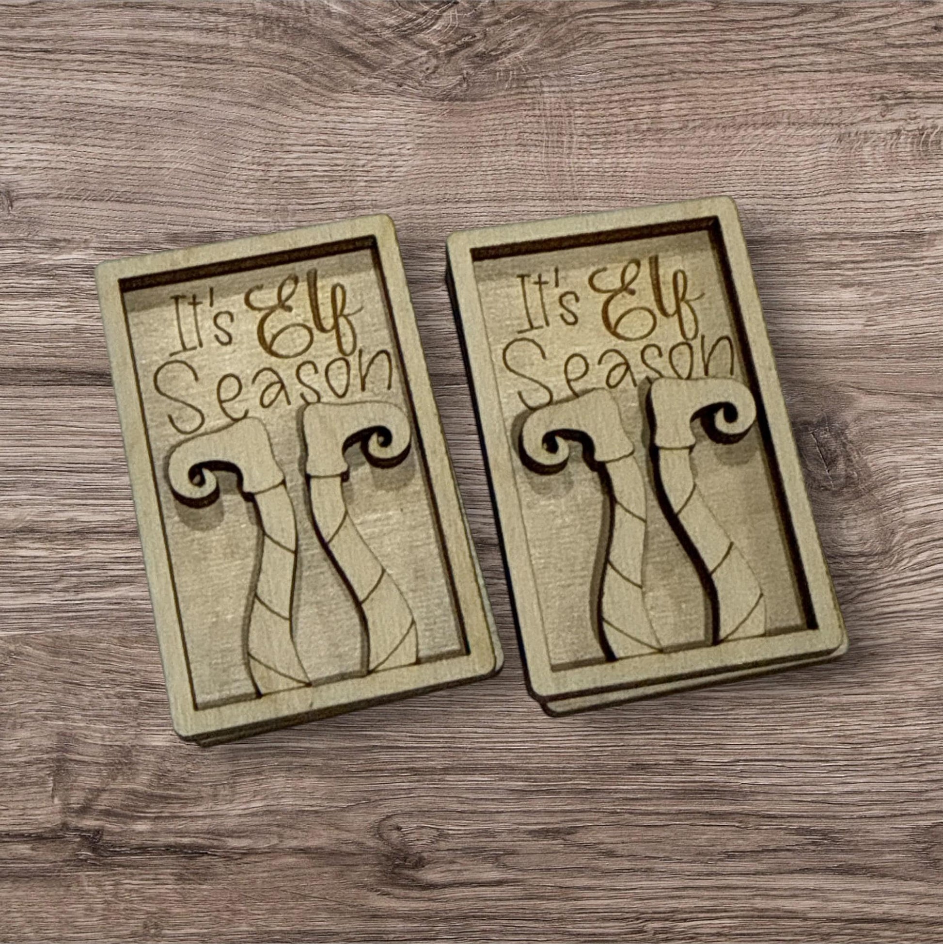 DIY It's Elf Season 2" Hair Clip Pieces, Elf Season, Wooden Blank Clip, Wood is Ready to Paint, Laser Cut, Claw Clip. 2", Holiday Hair Clip