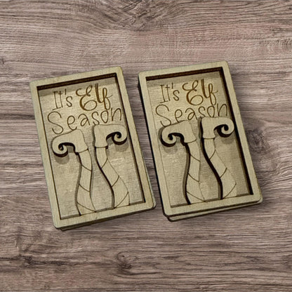 DIY It's Elf Season 2" Hair Clip Pieces, Elf Season, Wooden Blank Clip, Wood is Ready to Paint, Laser Cut, Claw Clip. 2", Holiday Hair Clip