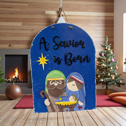 A Savior is born Door Hanger, Door Hanger, Nativity Door Hanger, Christmas Door Hanger, Faith Based Door Hanger