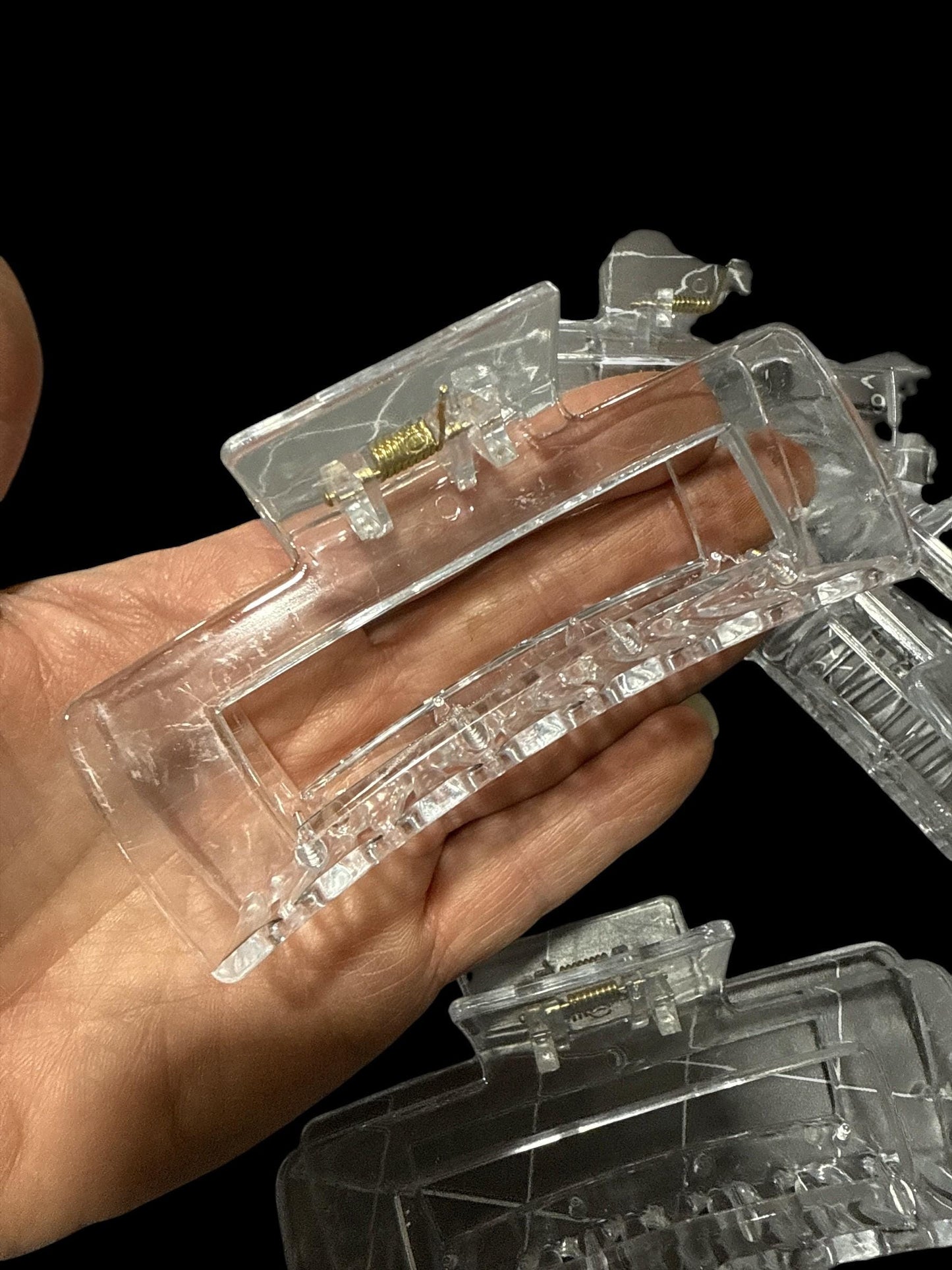 Clear, clear yellow, cream, Rectangle Claw Clip, Claw Clips 4", Colors, Clear 12 pack