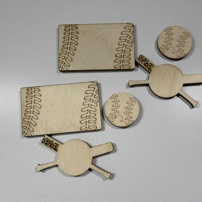 Baseball and Softball Unfinished DIY Baseball Hair Clip, Unfinished Wood Laser Cut Blank, Sports Hair Clip, 2" or 4"