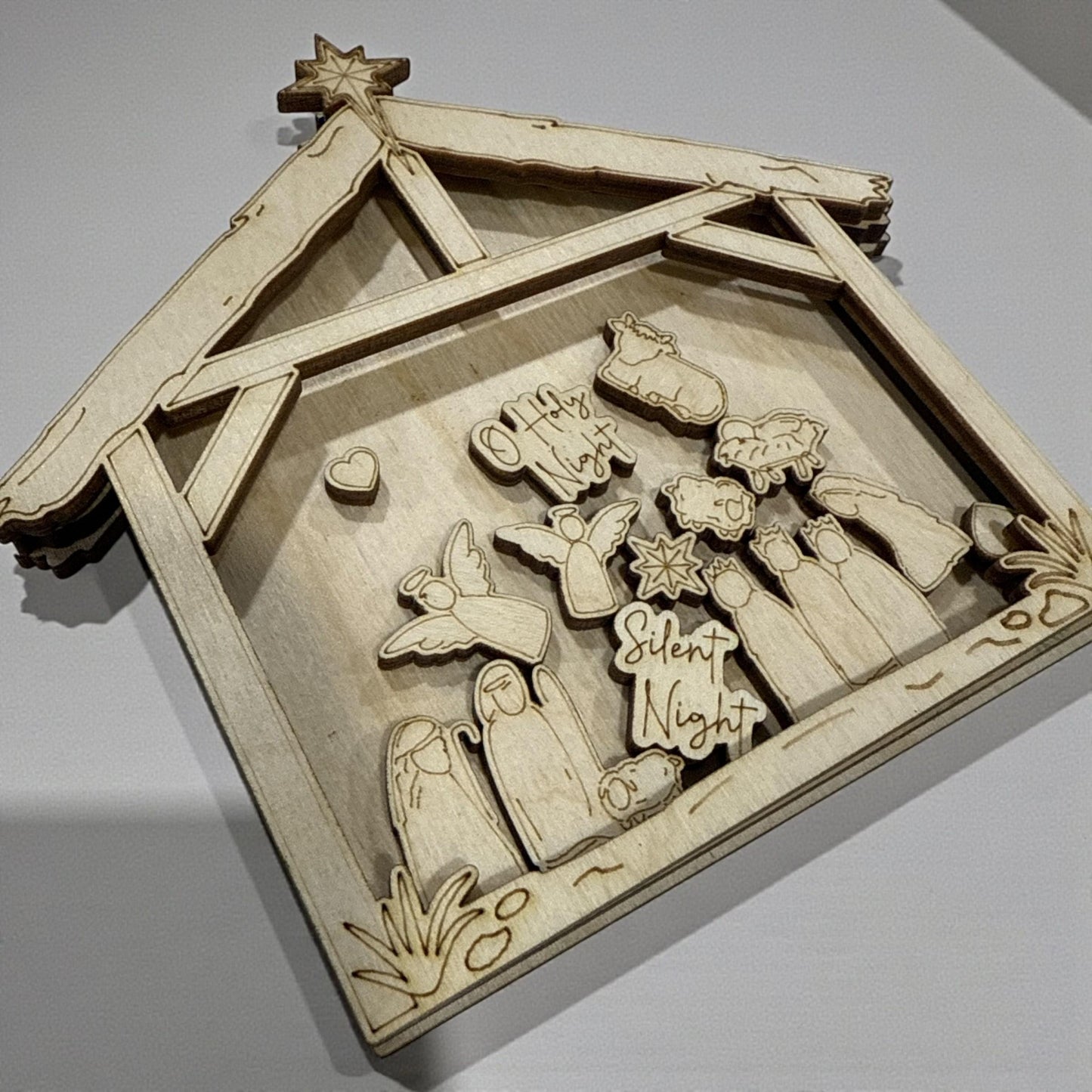 Nativity DIY Shaker Ornament: Unfinished Acrylic & Wood, Customize, Layered Ornament, Acrylic Ornament, Nativity Christmas, Religous Shaker