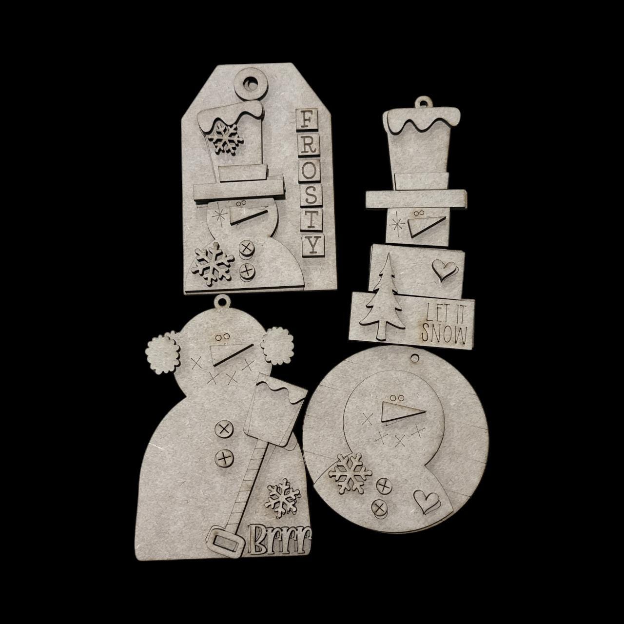 Let It Snow DIY Snowman Ornaments, Unfinished Wood Christmas Craft, Snowman Ornaments, DIY paint your own snowman, Unfinished wooden